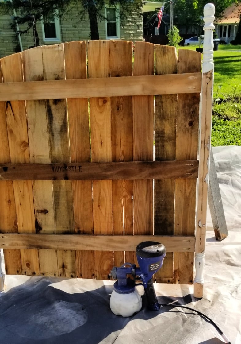 paint garden gate gas meter cover with a paint sprayer