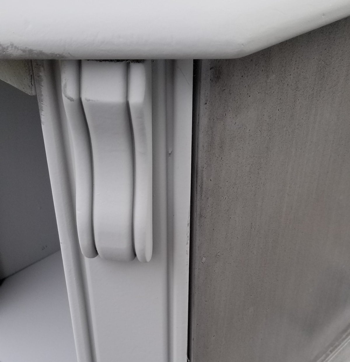 smoked glaze on a gray side table