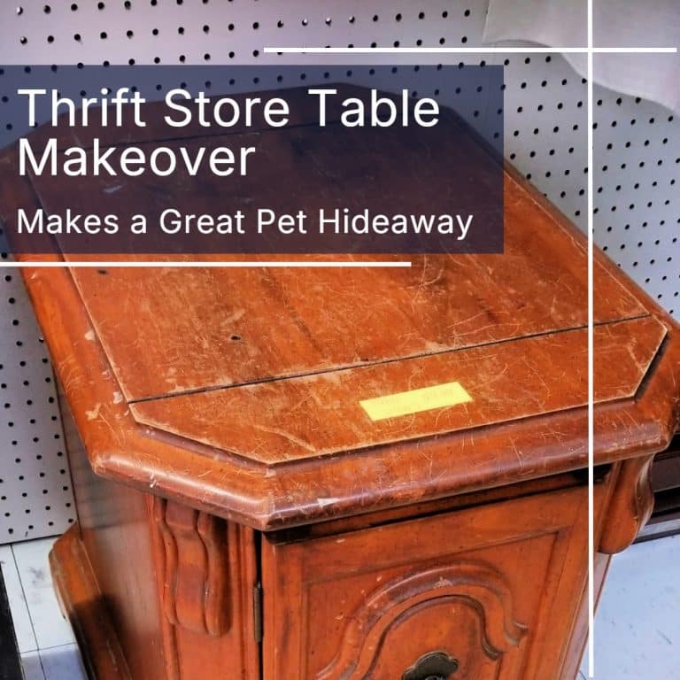 thrift store table makeover pet hideaway