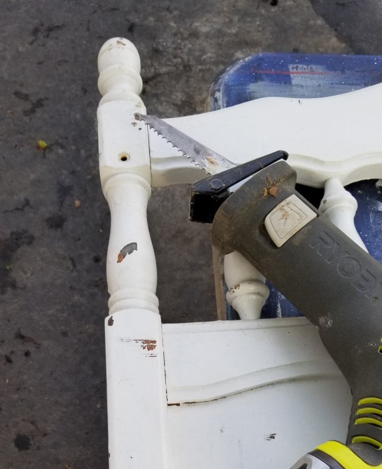 use reciprocating saw to cut crib end