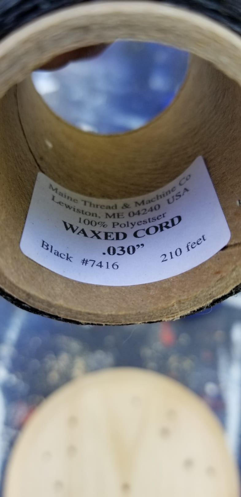 Waxed cord .030" black 210 feet