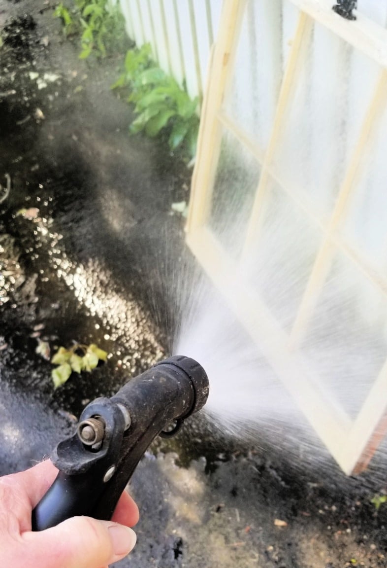 clean window with hose