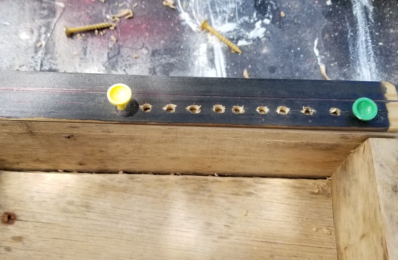 drill peg holes for keeping scor in diy beverage holders
