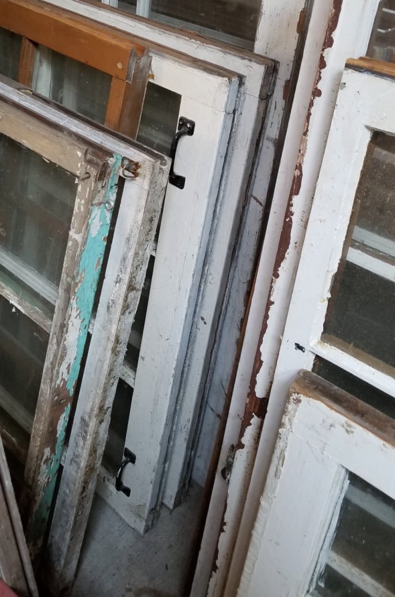 old windows in storage