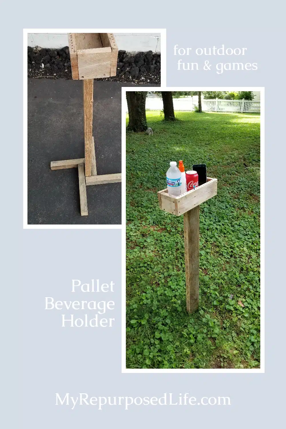 Make a beverage holder with score pegs for outdoor game play. Customize your beverage holder for the yard or on pavement for ping pong games in the garage. Step by step directions to complete this easy weekend project. via @repurposedlife