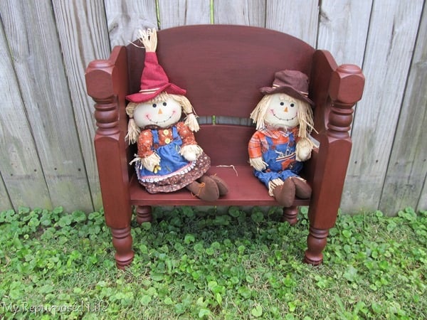 red bench for kids or dolls