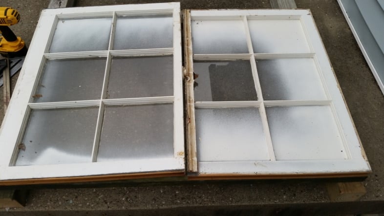 using vintage windows for a buffet