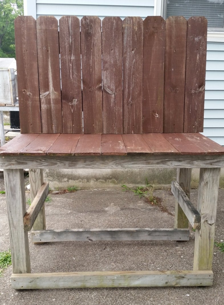 outdoor buffet with the back and table top boards installed