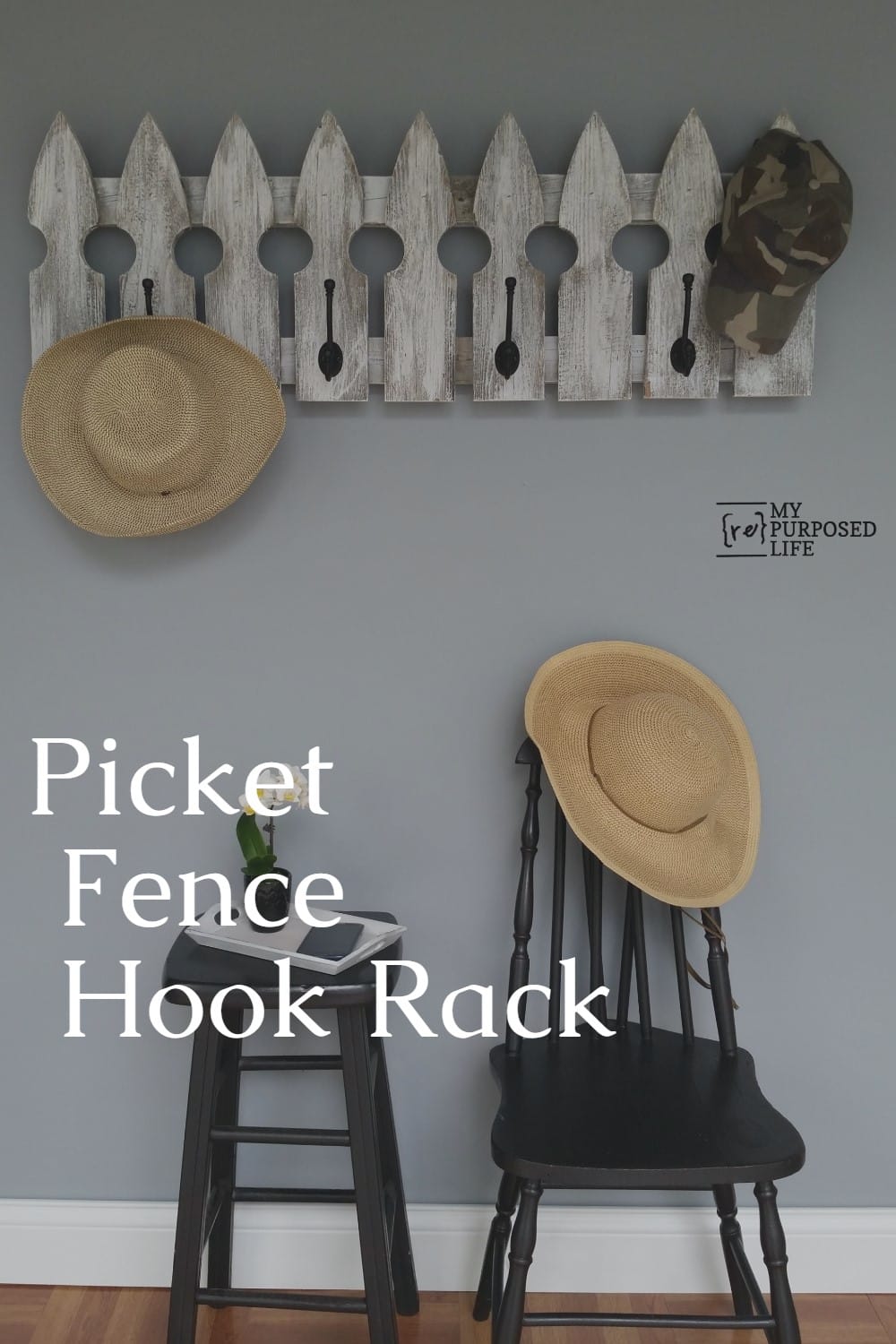 How to make this quick and easy picket fence coat rack project. The white wash is the icing on the cake to make this a perfect project for your home. #MyRepurposedLife #easy #quick #diy #project #coatrack #reclaimed #picket #fence via @repurposedlife