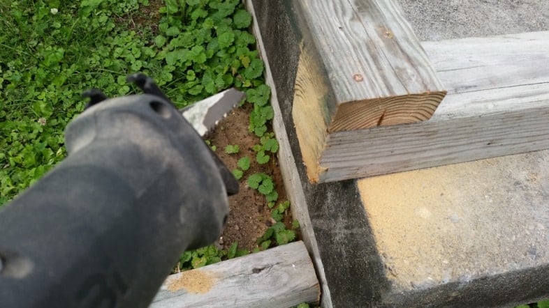 reciprocating saw cutting wood