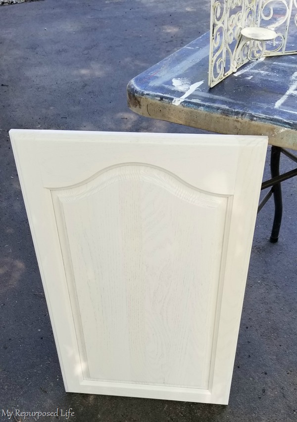 white cabinet door easy chalkboard project