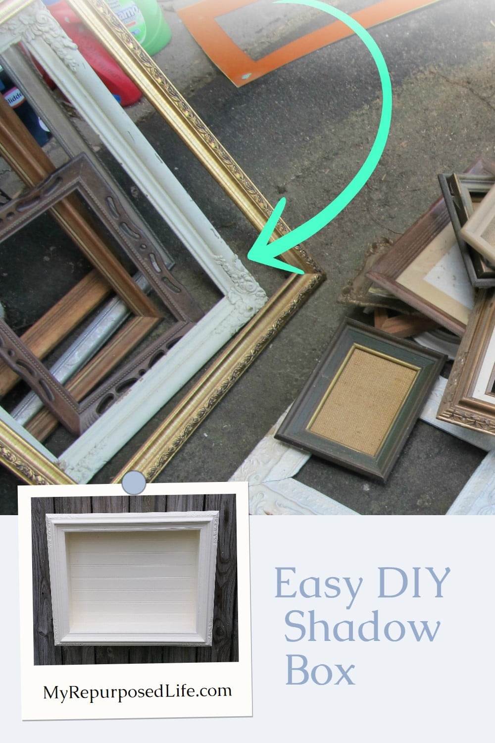 Step by step directions on how to make an easy shadow box out of a thrift store picture frame. The possibilities are endless. #myrepurposedlife #repurposed #pictureframe #shadowbox #diy #easy #project via @repurposedlife