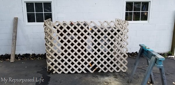 garden lattice garbage can enclosure test fit