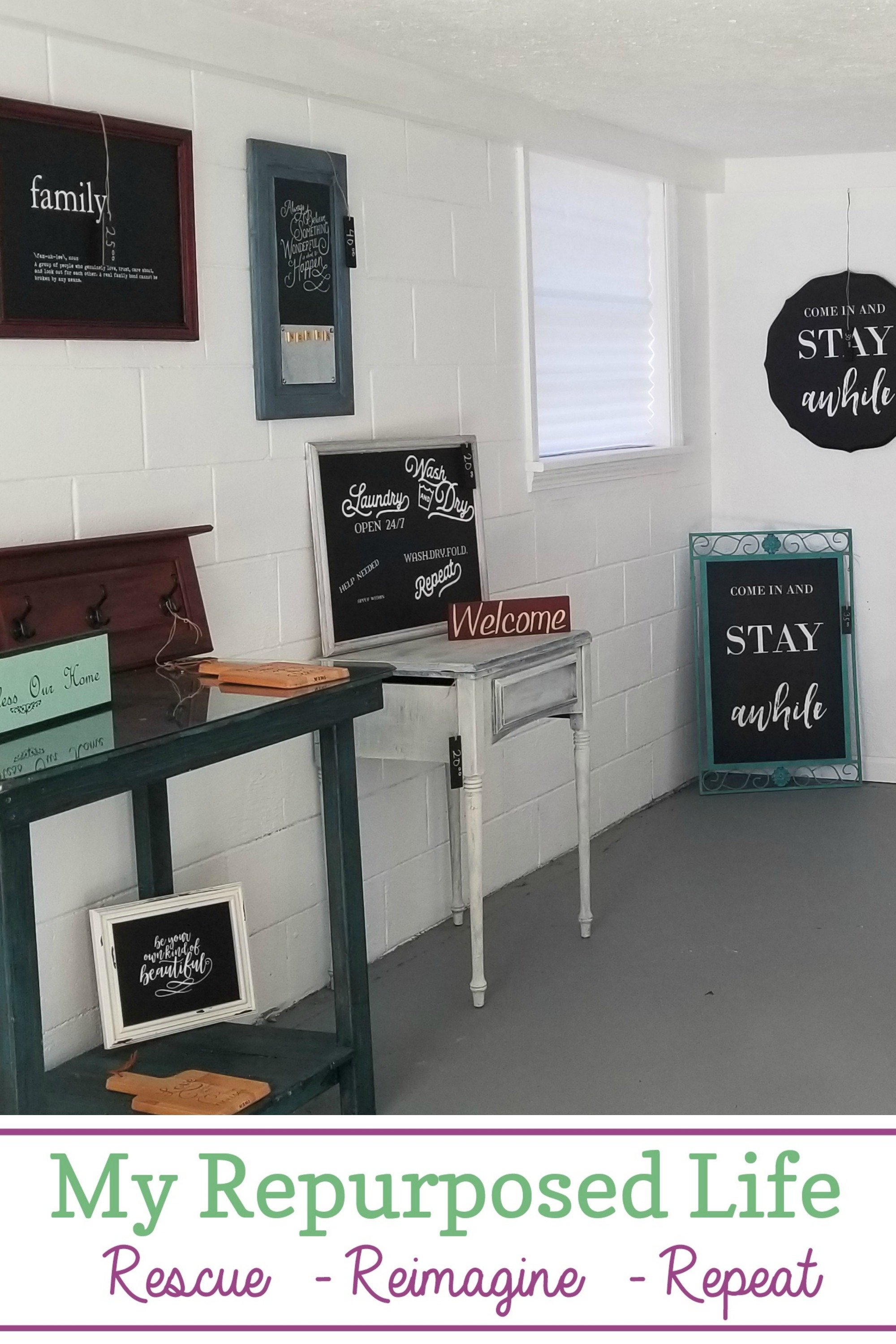 sometimes you have to think outside the box and get creative when you're a furniture flipper. An old outbuilding gets and update and serves a new purpose. #MyRepurposedLife #furniture #flipper #repurposed #outbuilding #booth #selling via @repurposedlife