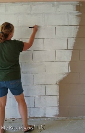 painting cinder block by hand
