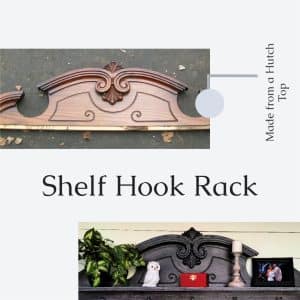 Repurposed Hutch Top into a Coat Rack Shelf