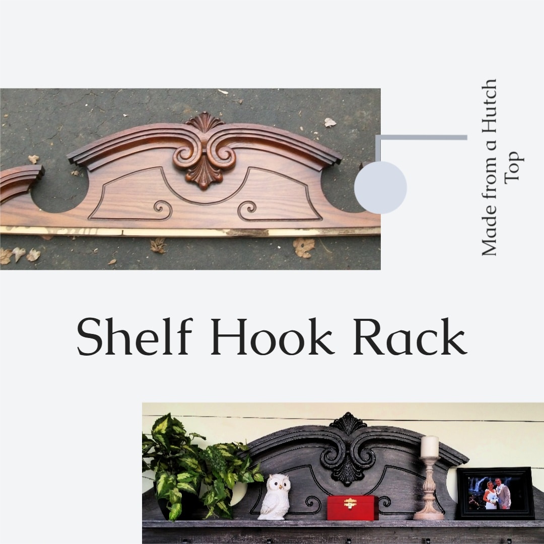 Repurposed Hutch Top Coat Rack Shelf