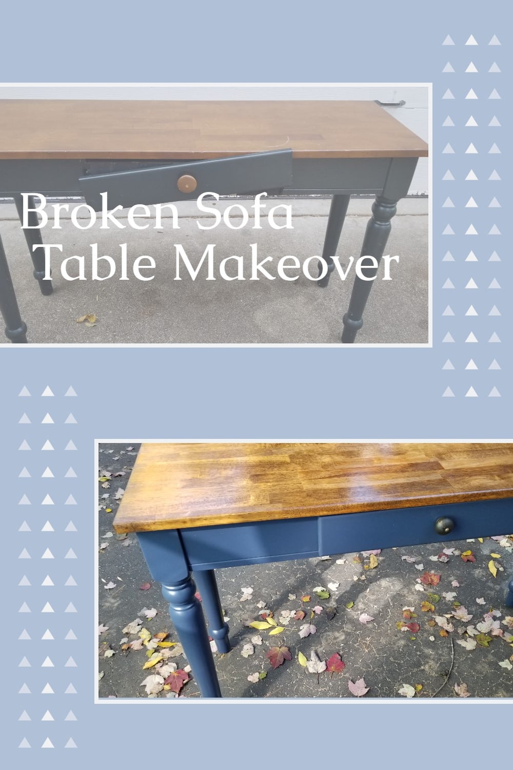 This table was found on the side of the road, but maybe you have a sofa table that needs a new and fresh update. It's easier than you think with these great tips. Change up the color, refinish the top and make any needed repairs. So easy, you can do this in a few hours. #MyRepurposedLife #table #makeover #sofatable #easy #project via @repurposedlife