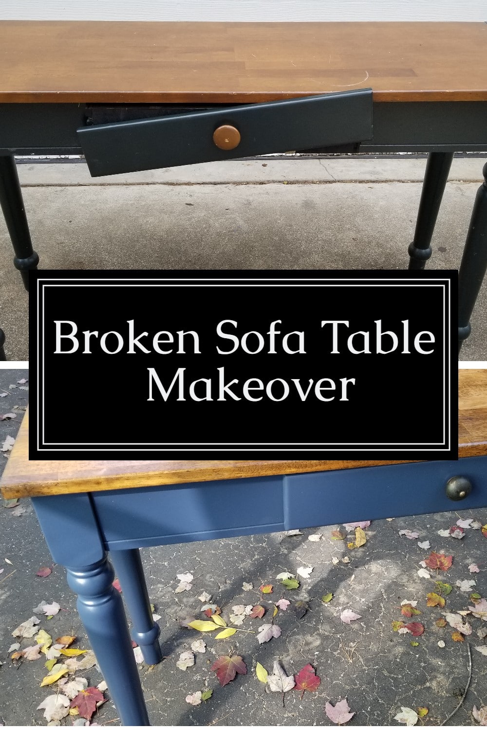 This table was found on the side of the road, but maybe you have a sofa table that needs a new and fresh update. It's easier than you think with these great tips. Change up the color, refinish the top and make any needed repairs. So easy, you can do this in a few hours. #MyRepurposedLife #table #makeover #sofatable #easy #project via @repurposedlife