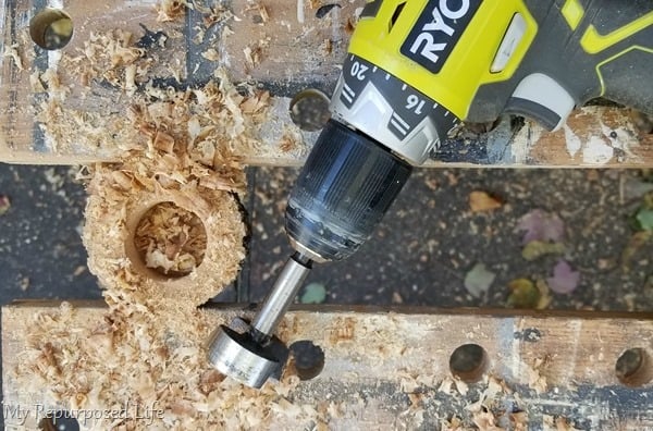 forstner bit drills hole for ring box