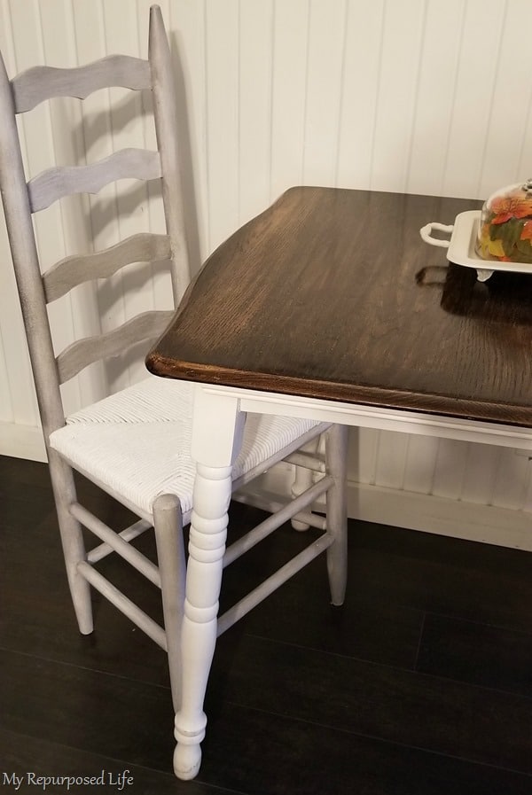 makeover ladder back chair painted white and glazed makeover ladder back chair painted white and glazed
