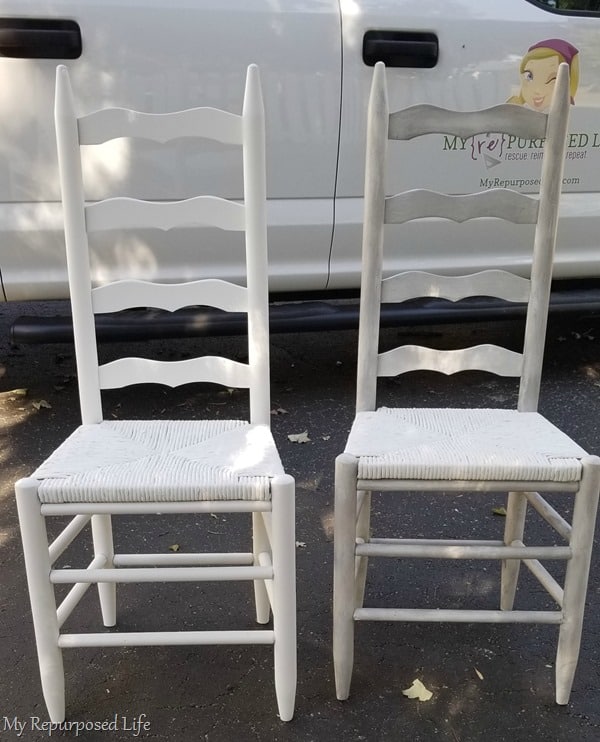 white glazed ladder back chair before and after white glazed ladder back chair before and after