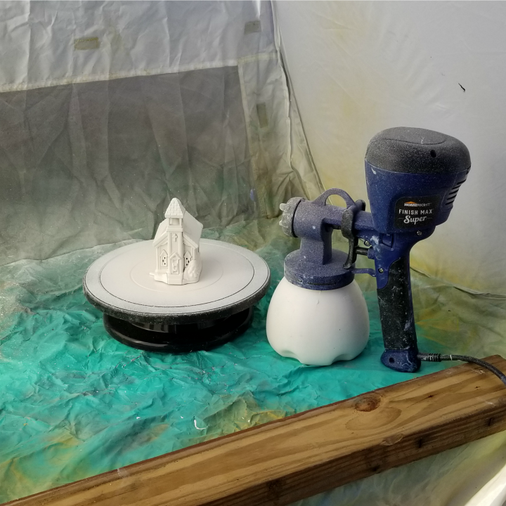 Christmas village church after