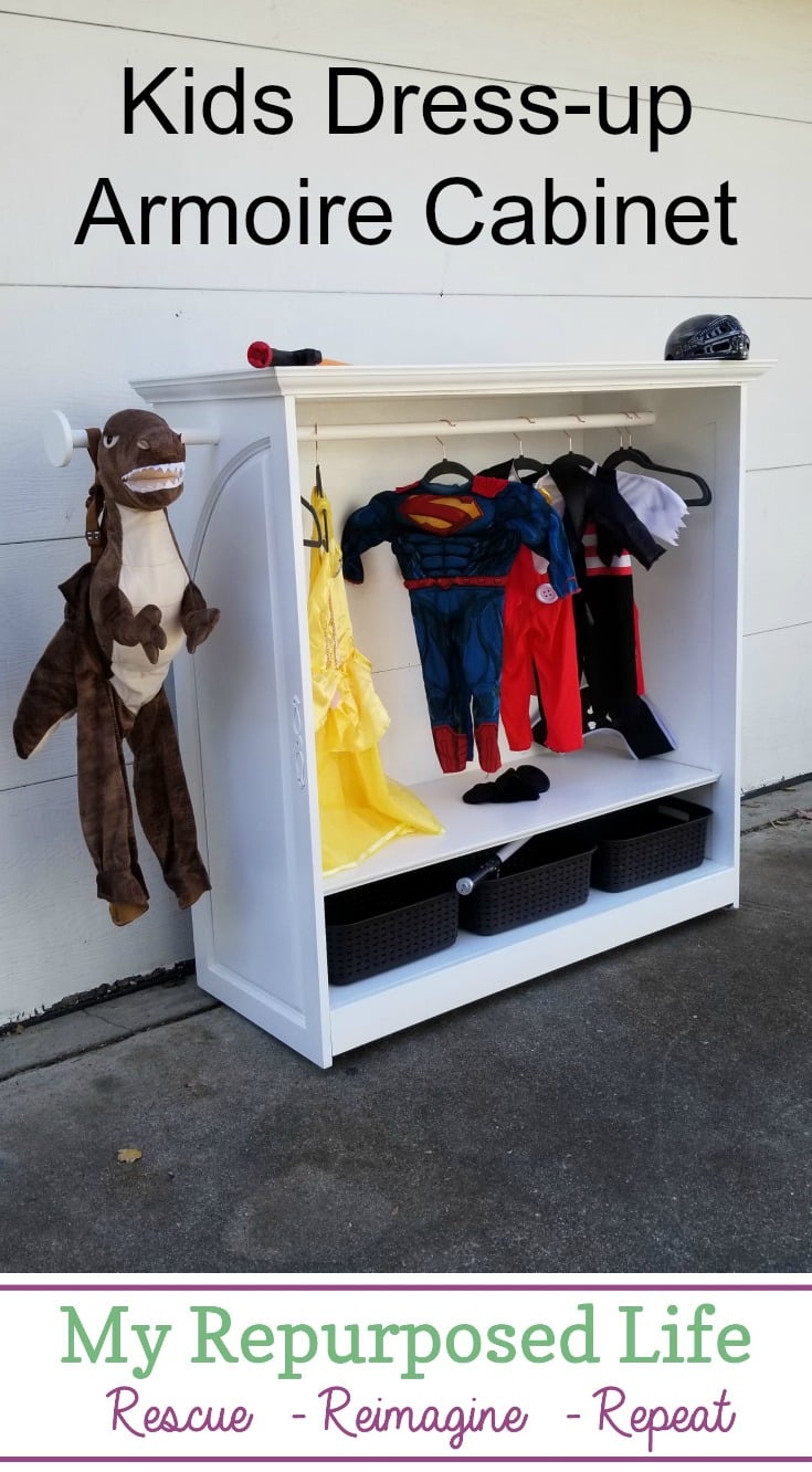 This dress up armoire for kids dramatic play is a diy that was custom made for a grandmother. Although you may not be able to make the exact piece, I hope it inspires you to think outside the box when it comes to reclaimed materials for special projects. #MyRepurposedLife #dressup #kids #dramaticplay #diy #project via @repurposedlife