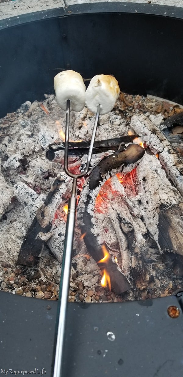 roasting marshmallows over fire pit