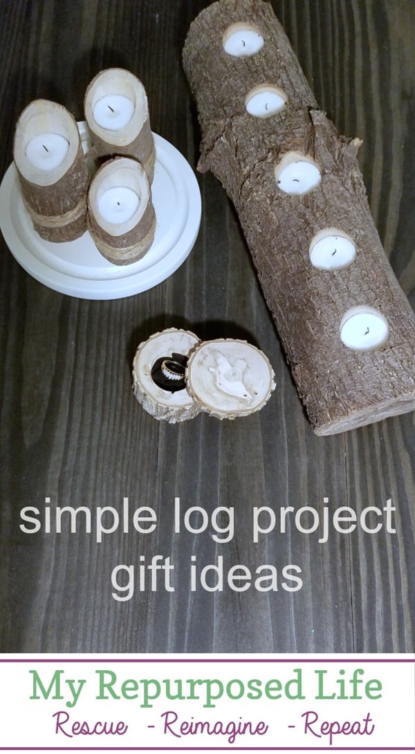 Using tree branches and small logs I made several gifts for friends. Step by step directions so you can make these DIY tree branch projects. #MyRepurposedLife #trees #branch #logs #diy #giftideas via @repurposedlife