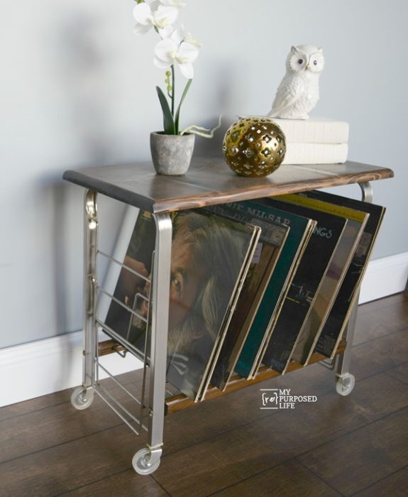 Vintage Record Table Cart