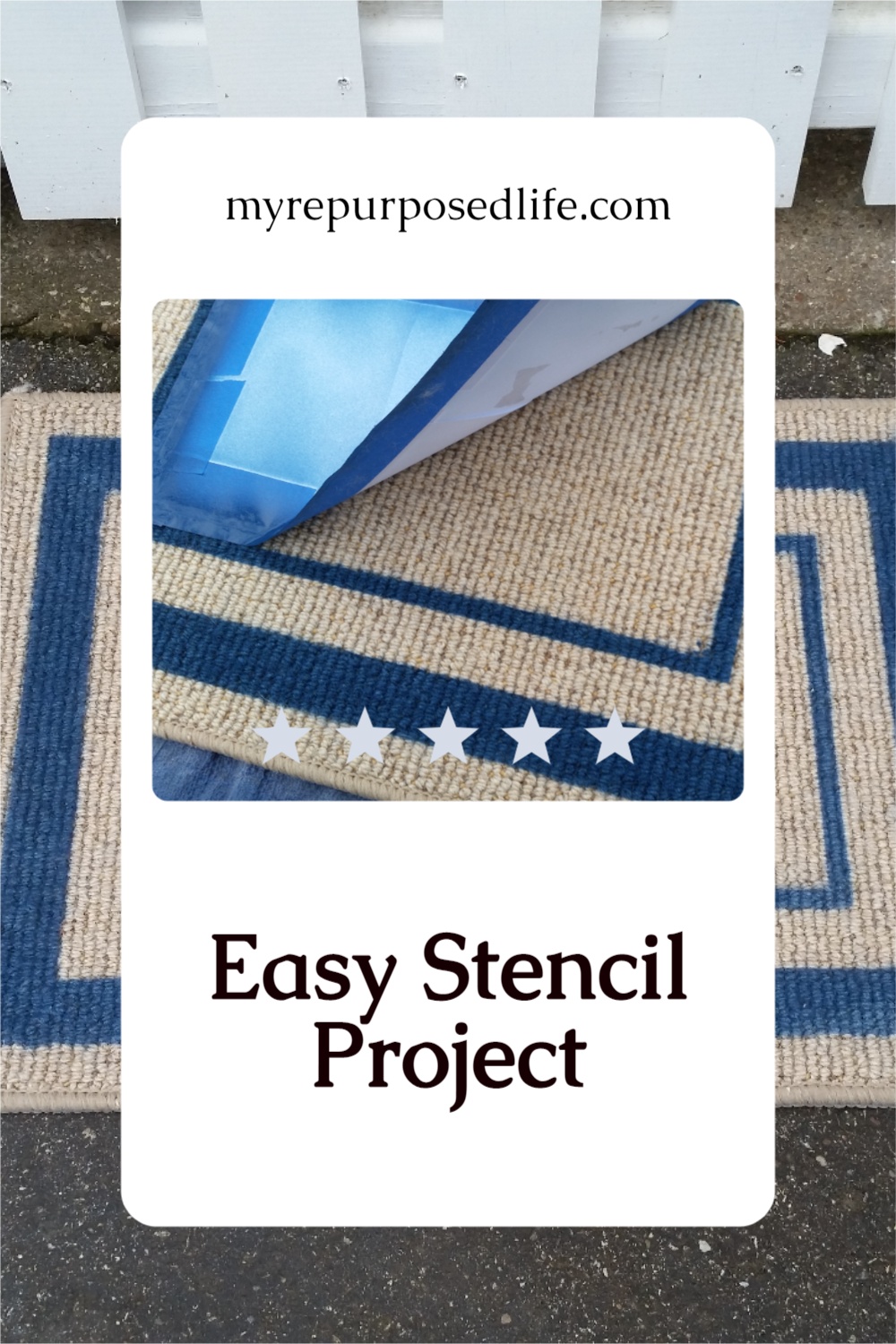Step by step directions on how to change up an inexpensive rug or mat into a personalized welcome mat. This easy spray paint project can be completed in an afternoon. They make great gifts for friends, family, and neighbors. #myrepurposedlife #easy #spraypaint #diy #welcome #rug #mat #gifts via @repurposedlife