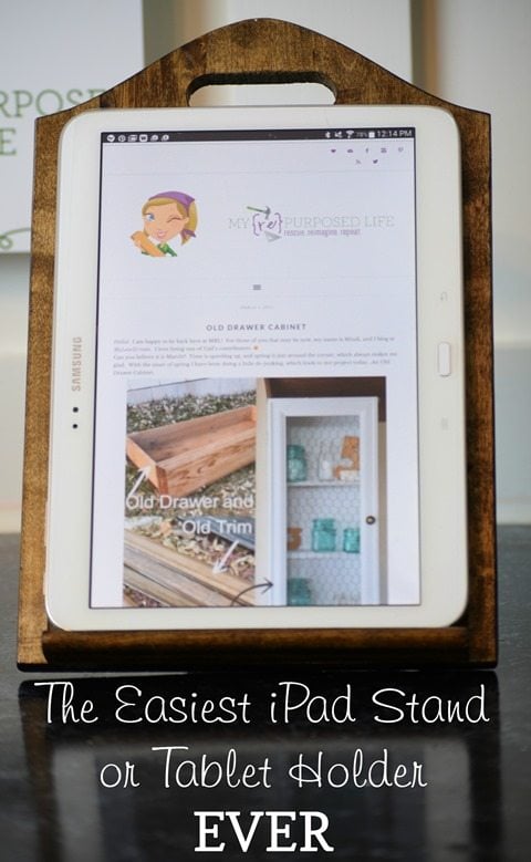 the easiest iPad stand or tablet holder ever MyRepurposedLife.com