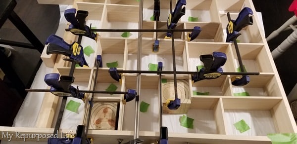 clamping gluing a house cubby wall shelf clamping gluing a house cubby wall shelf
