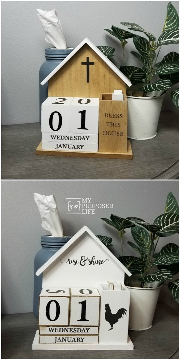 perpetual calendar before and after farmhouse makeover MyRepurposedLife