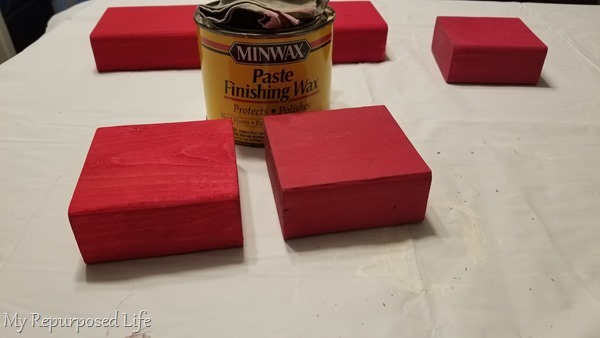 wax chalk painted 2x4 valentine blocks