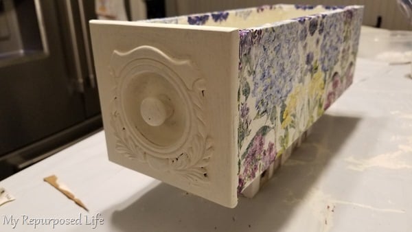 allow decoupage sewing drawer to dry