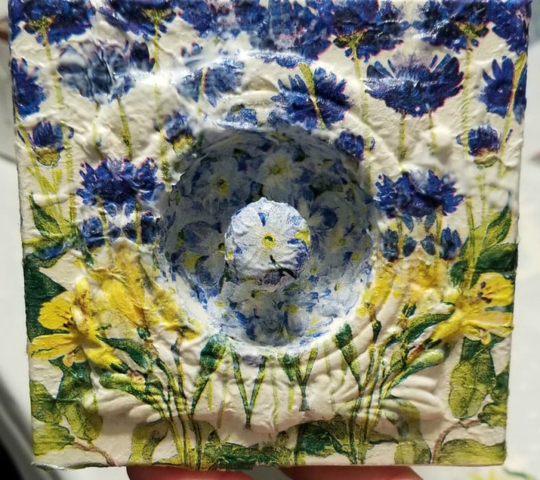 decoupage small scrap of napkin on knob