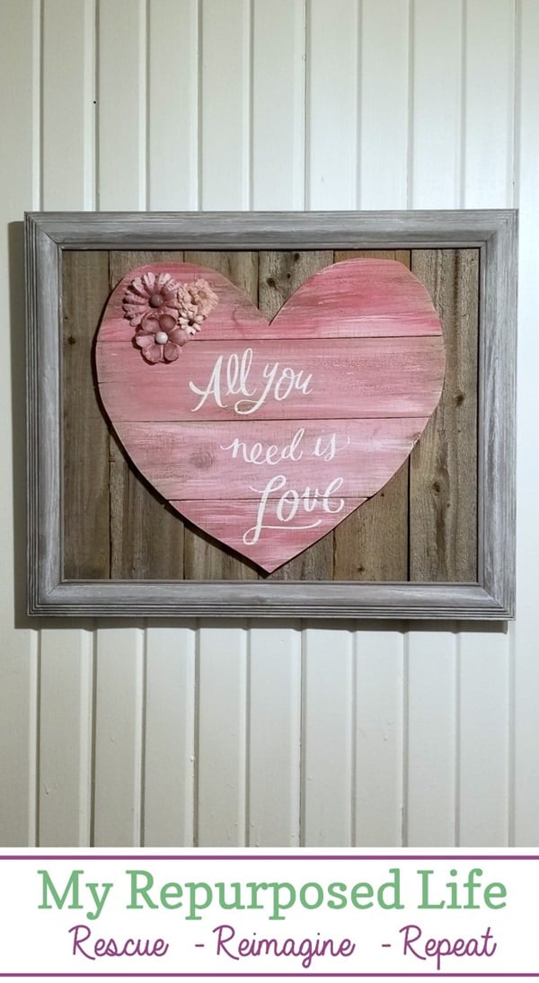 framed reclaimed wood heart MyRepurposedLife