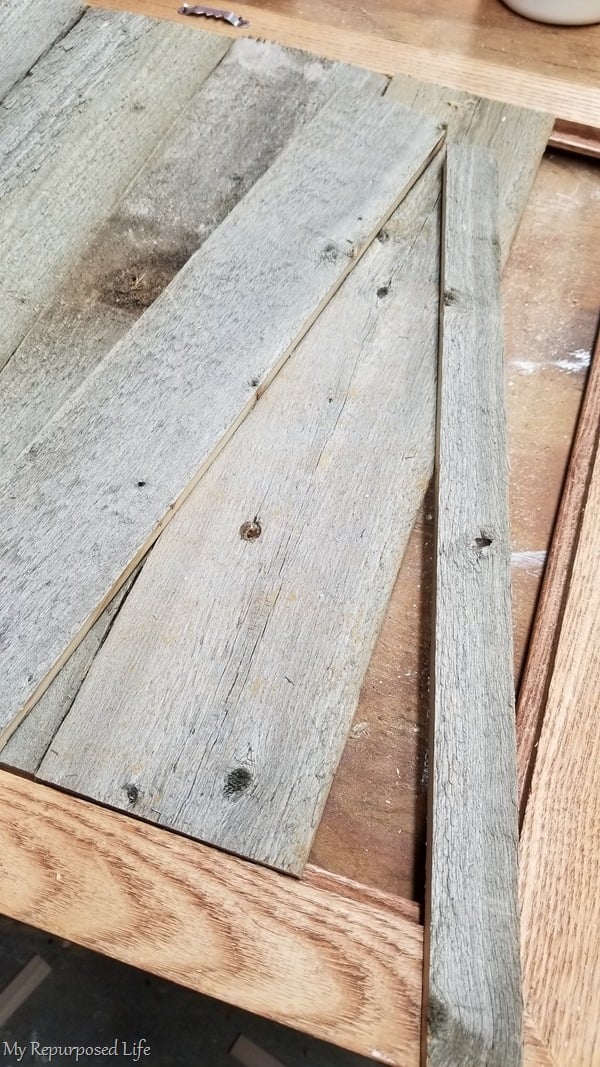 reclaimed fence in wooden frame