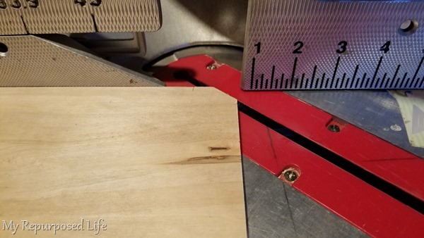 trim corner off of thin plywood with miter saw