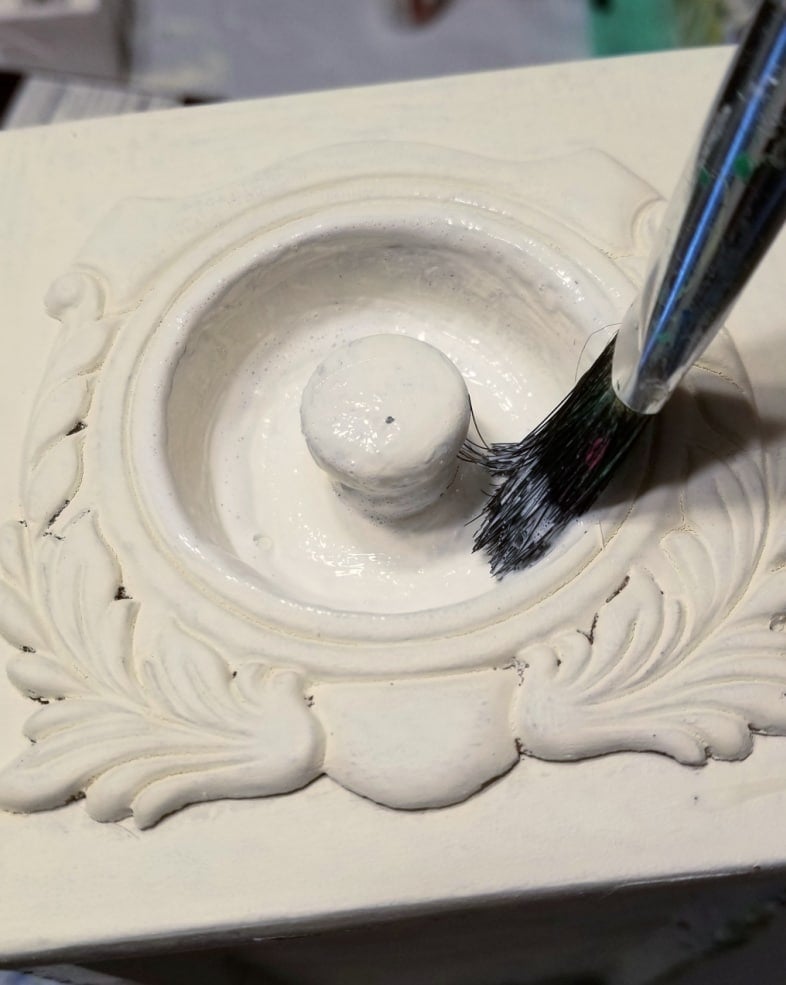use small brush to apply mod podge