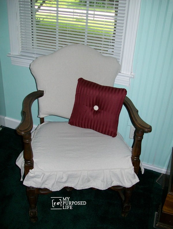 old chair gets new easy slipcover