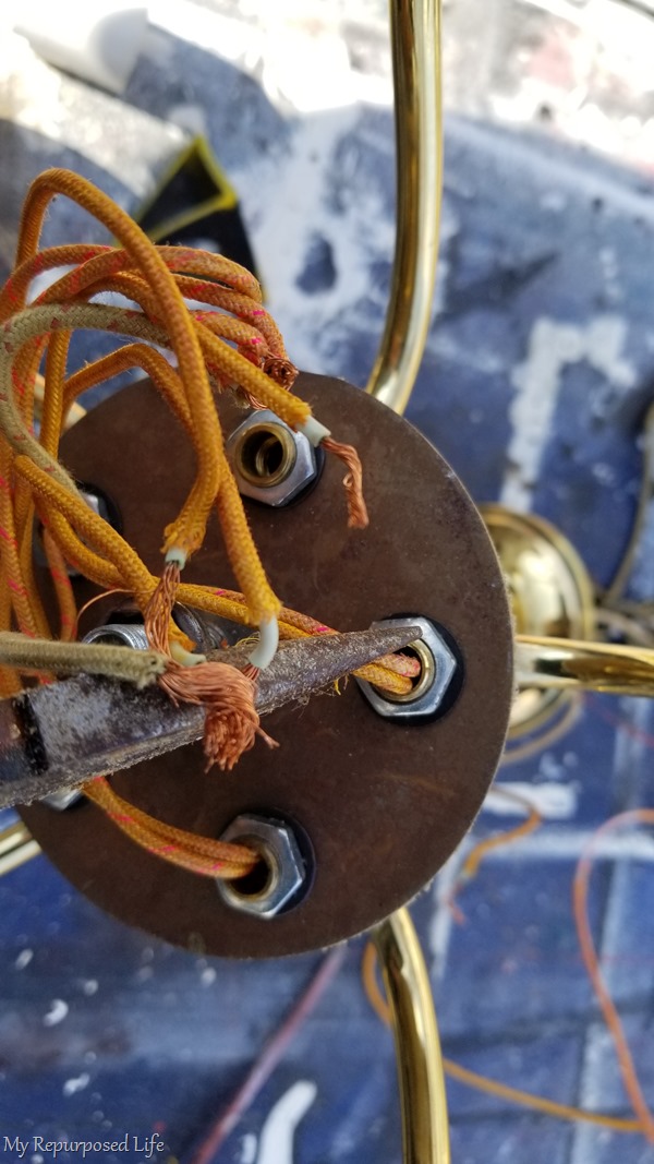 pull wires out of chandelier