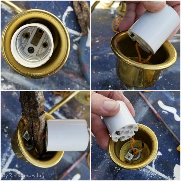 remove wires from light socket on chandelier