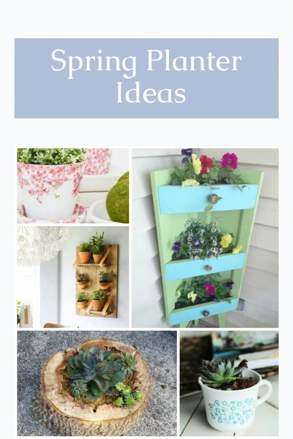 So many fun and unique planter ideas for Spring and Summer. Ideas to build your own simple planters, or repurpose items you probably have on hand. Something for everyone in this collection of planter ideas. #MyRepurposedLife #planters #repurposed #diy #beginners #intermediate #junky via @repurposedlife