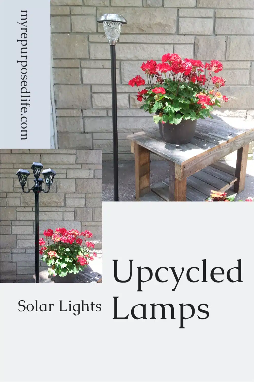Do you love a good thrift store makeover? How about when it hangs around so long you get to update it again and again? That's the beauty of thrift store makeovers. Just add paint! This repurposed Floor Lamp Solar light is an easy project you can do in an afternoon. #MyRepurposedLife #Repurposed #floorlamp #solarlight #thriftstore via @repurposedlife