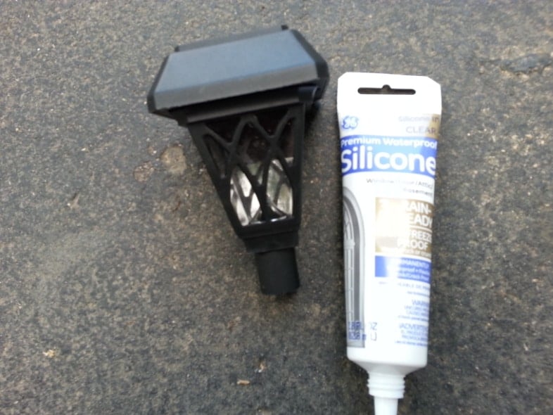 silicone adhesive and a small solar light