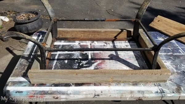 build 2x4 frame around fire pit