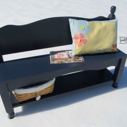 navy blue headboard bench with shelf storage
